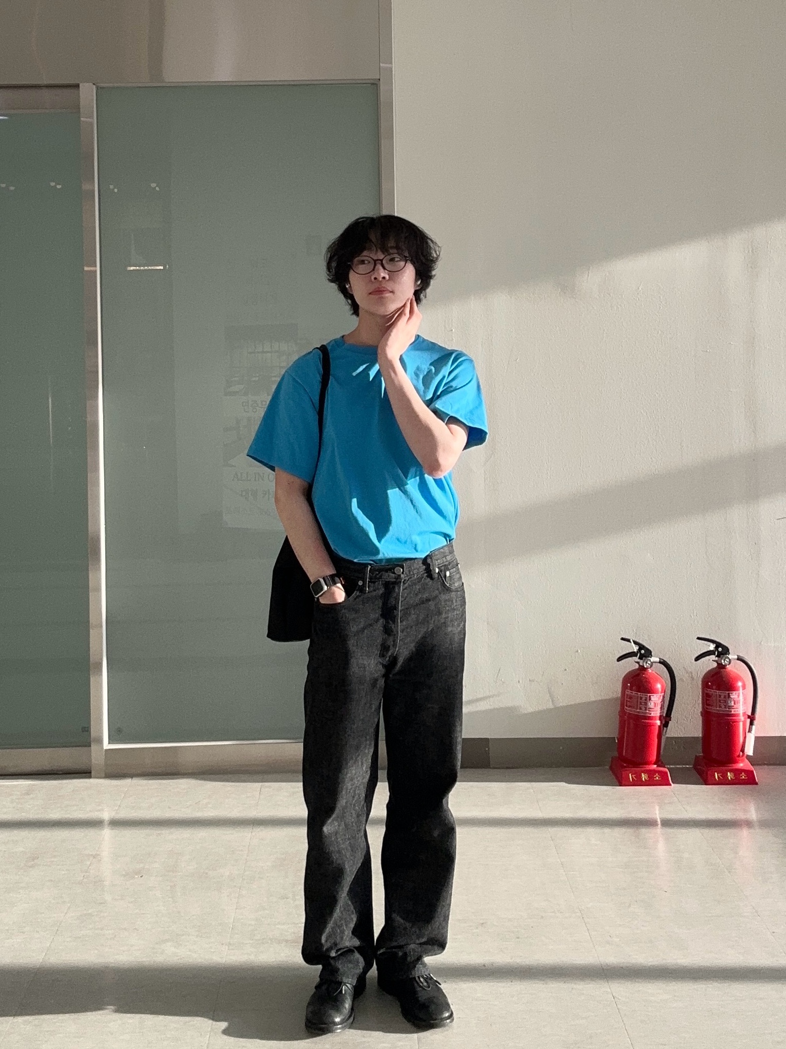 noun Soft Round T-Shirts Blue 착용 스타일