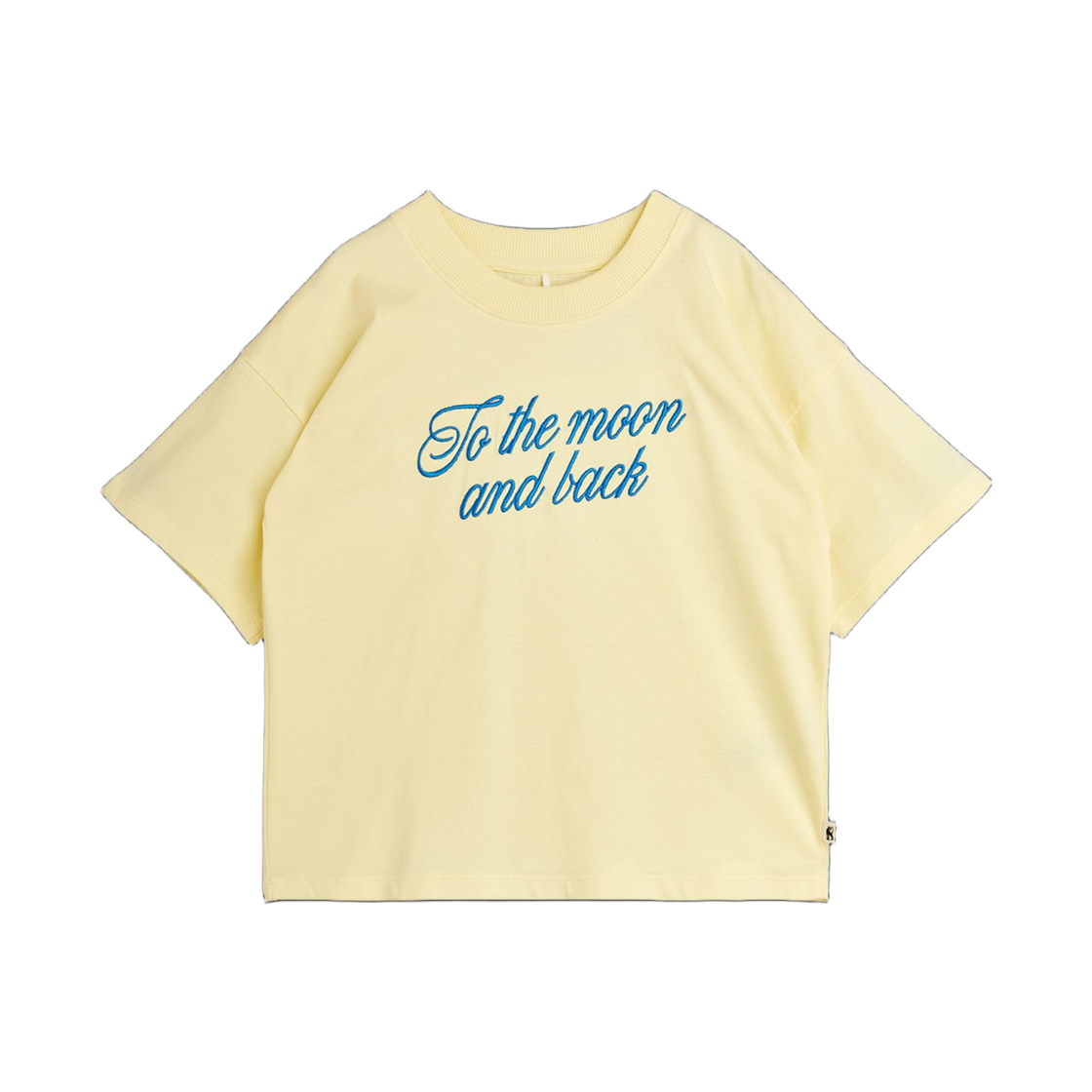 (키즈) 미니 로디니 투 더 문 자수 티셔츠 옐로우((Kids) Mini Rodini To the Moon Embroidery T-Shirt Yellow)