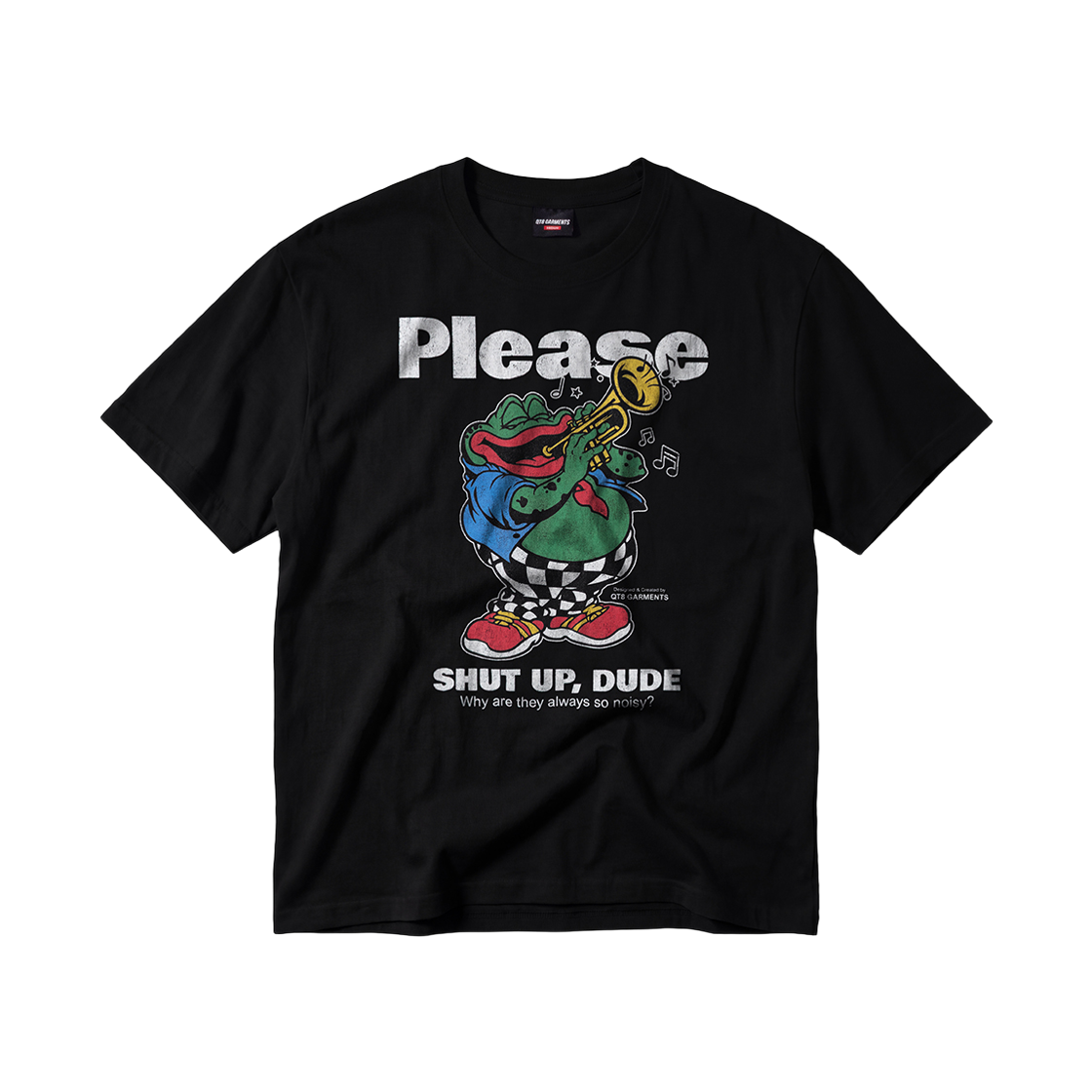 큐티에잇 가먼츠 셧업 프로그 워시드 티 블랙(QT8 GARMENTS Shut Up Frog Washed Tee Black) - 1