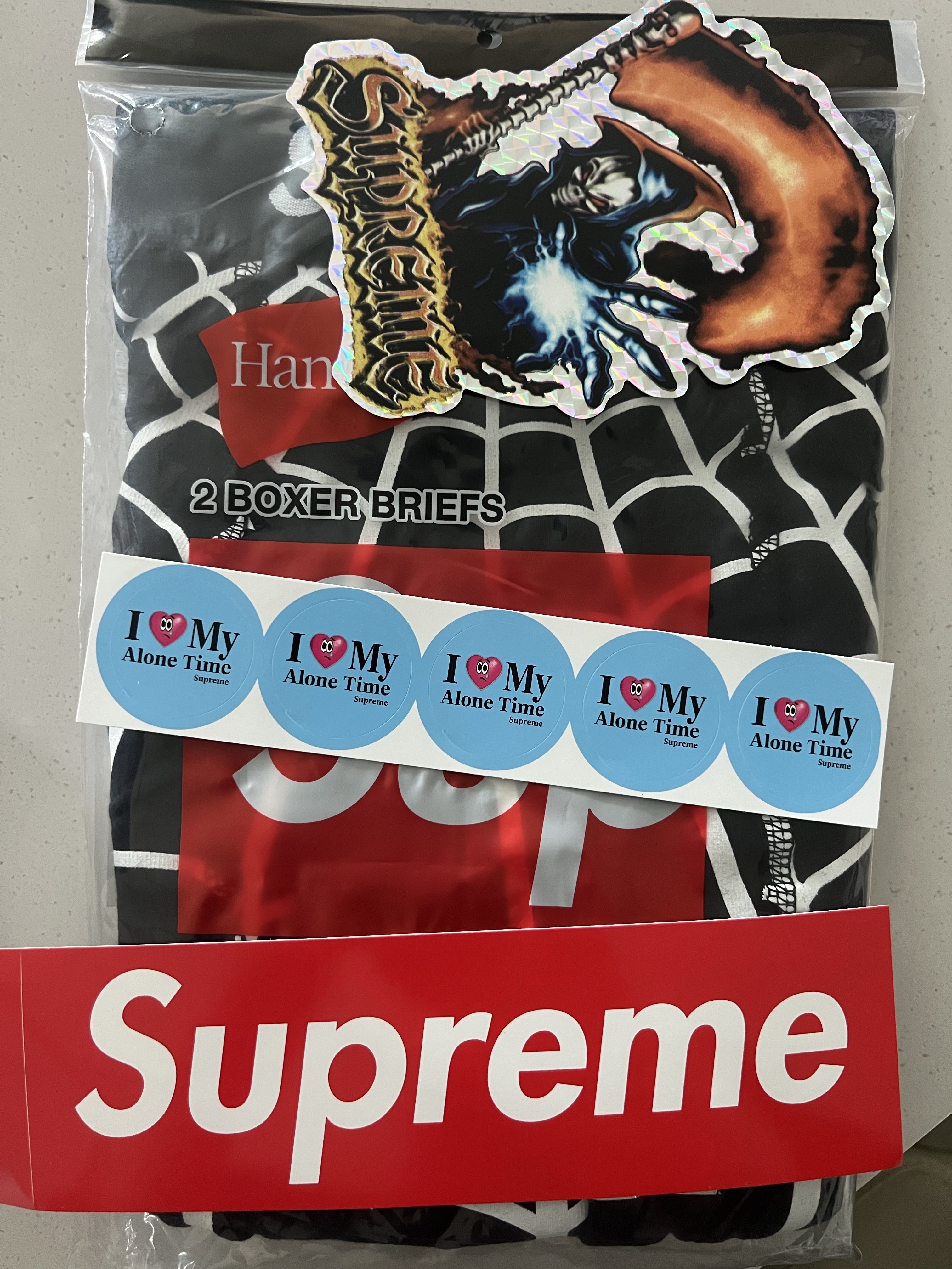 Supreme x Hanes Spider-Man Boxer Briefs Black (2 Pack) - 26SS 착용 스타일
