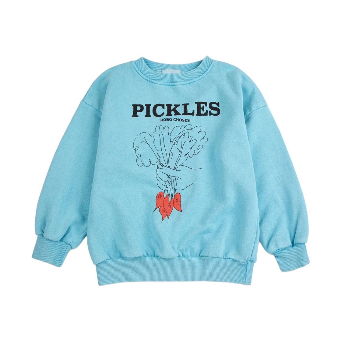(키즈) 보보쇼즈 번치 오브 베지터블 스웨트셔츠 라이트 블루((Kids) Bobo Choses Bunch Of Vegetables Sweatshirt Light Blue)
