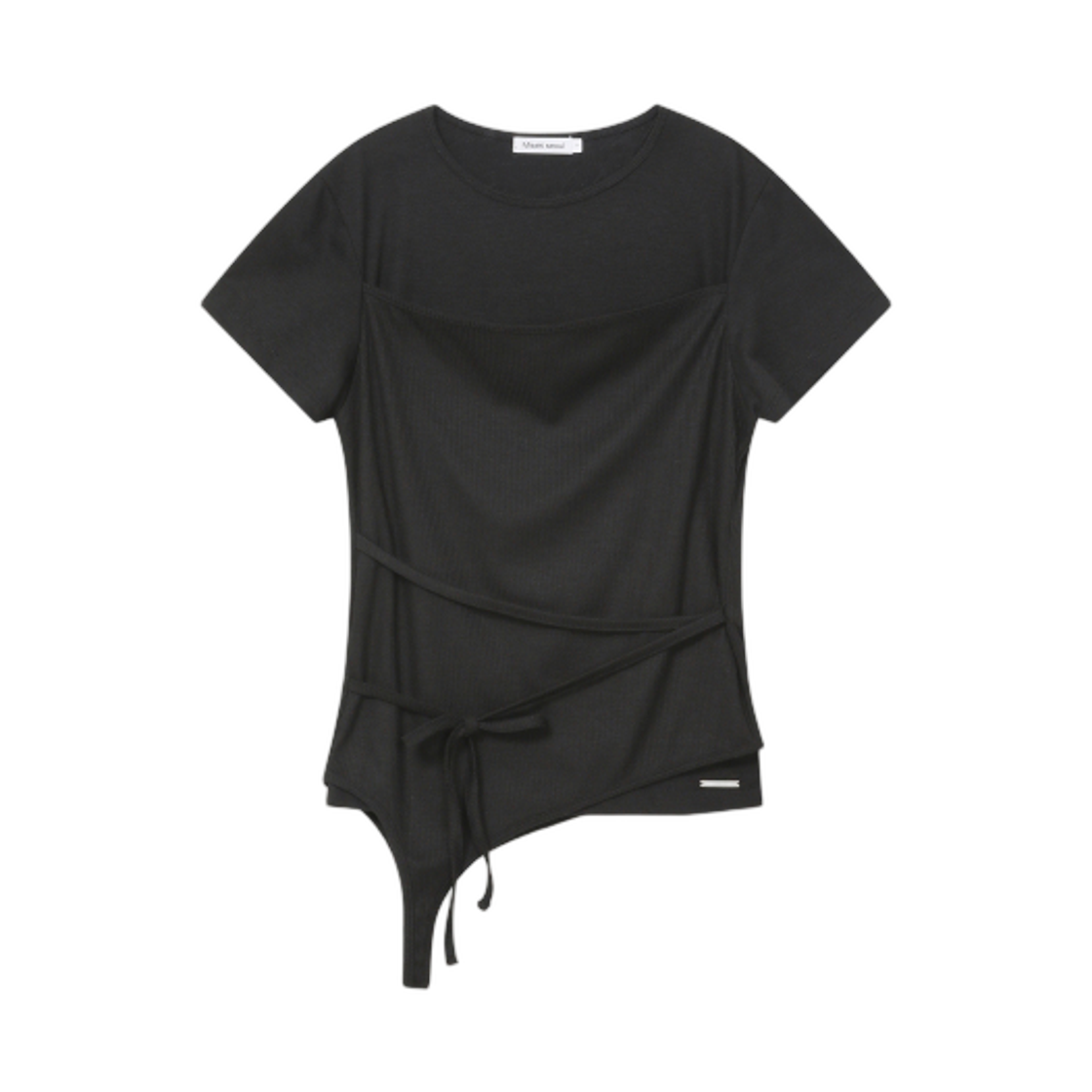 - (W) Miseki Seoul String Layered Knit Top Black