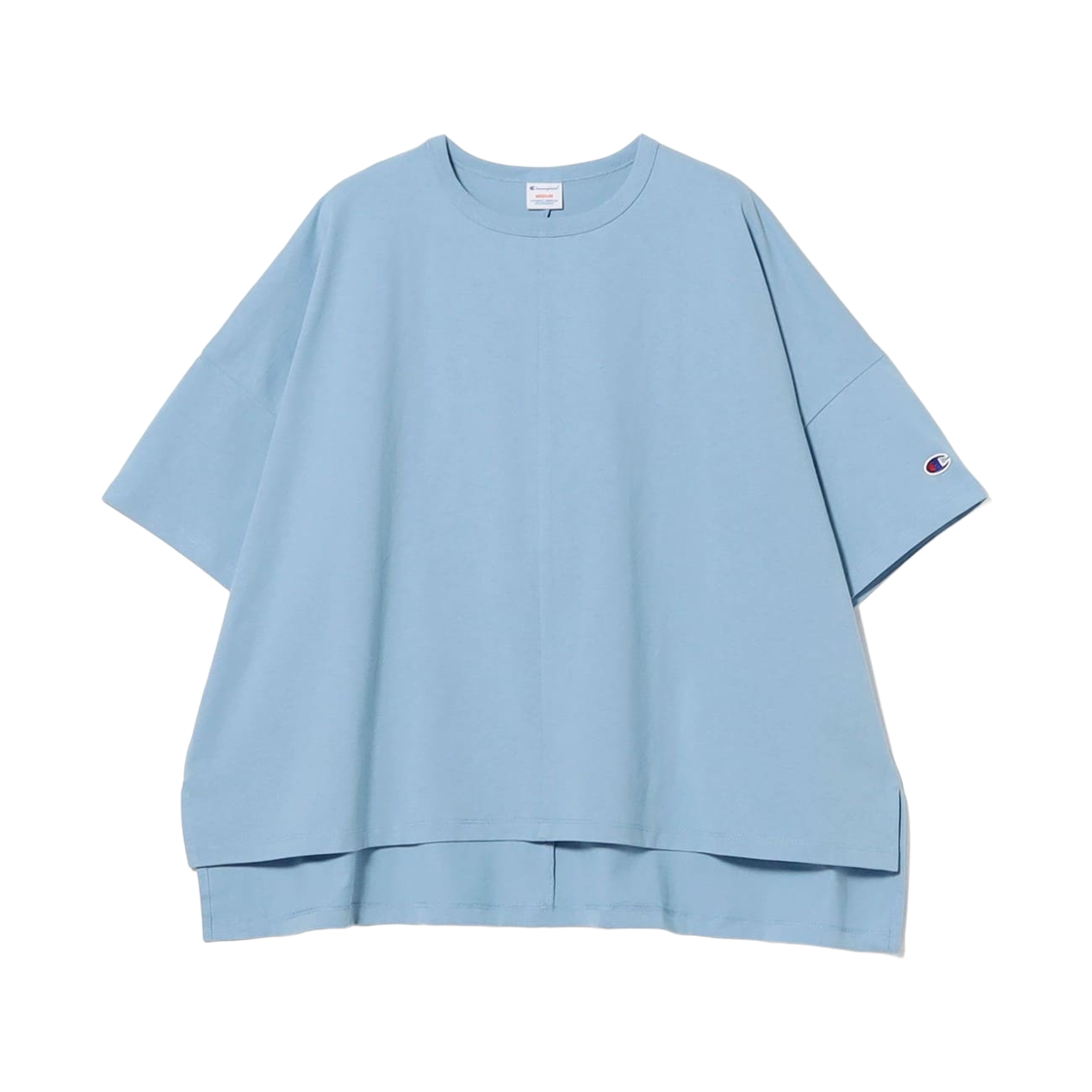(W) 챔피온 x 레이 빔즈 숏슬리브 티셔츠 라이트 그레이시 블루((W) Champion x Ray Beams Short Sleeve T-Shirt Light Greyish Blue)