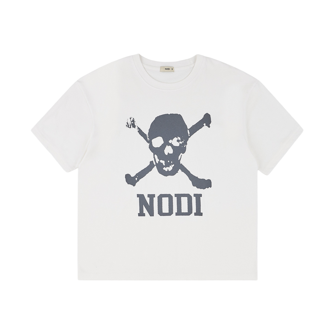 ND_CTO_022_IR NODI Trouble Skull Dept Crop Tee Ivory