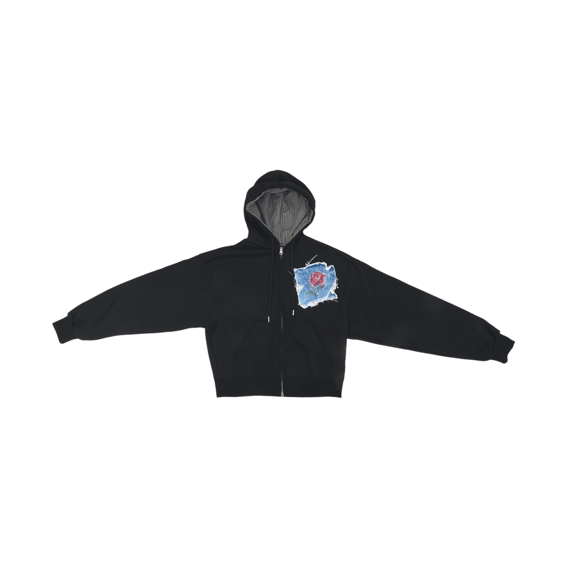 더그레이티스트 로즈 데님 패치 후디 블랙(The Greatest Rose Denim Patch Hoodie Black)