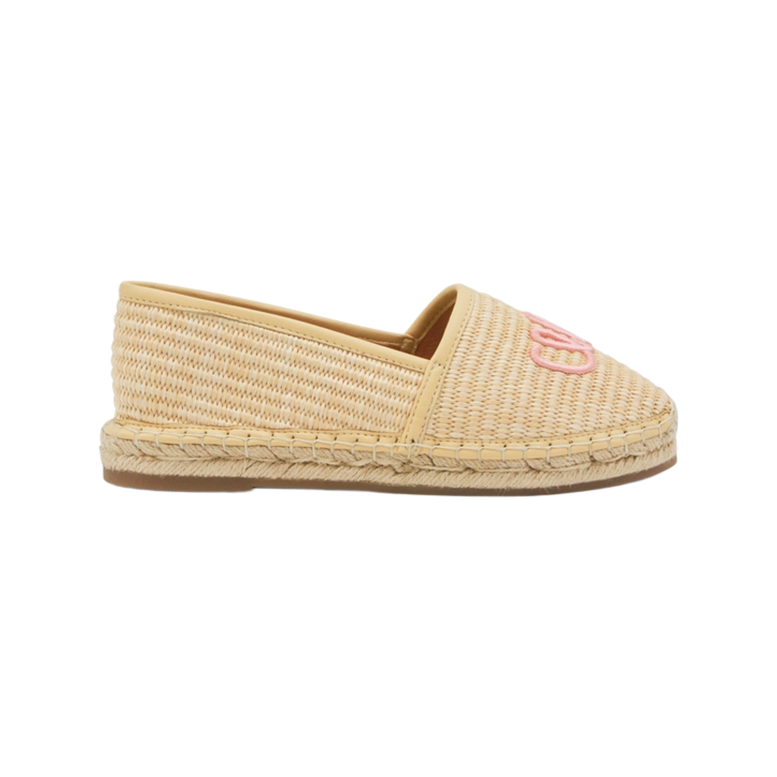 (키즈) 끌로에 로고 자수 에스파드리유 베이지((Kids) Chloe Logo Embroidered Espadrilles Beige)