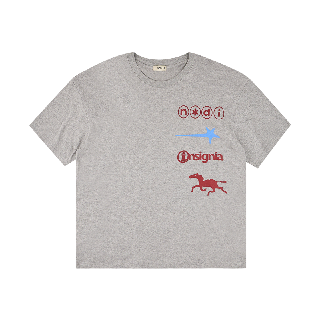 ND_CTO_009_GR NODI Signal Star Horse Crop Tee Melange Gray