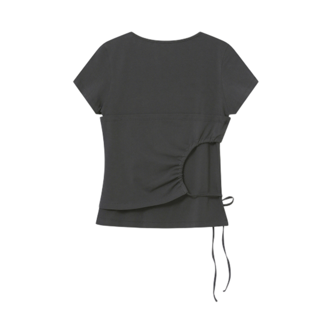 (W) 미세키서울 스트링 셔링 숏슬리브 차콜((W) Miseki Seoul String Shirring Short Sleeve Charcoal) - 2