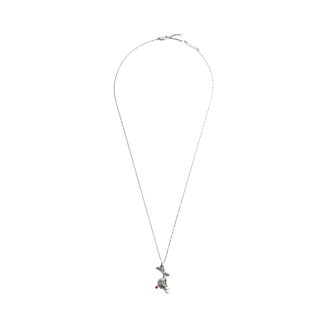 N3781HOMST-D997 Dior Couture Charm Rabbit Pendant Necklace Lacquer Silver Red