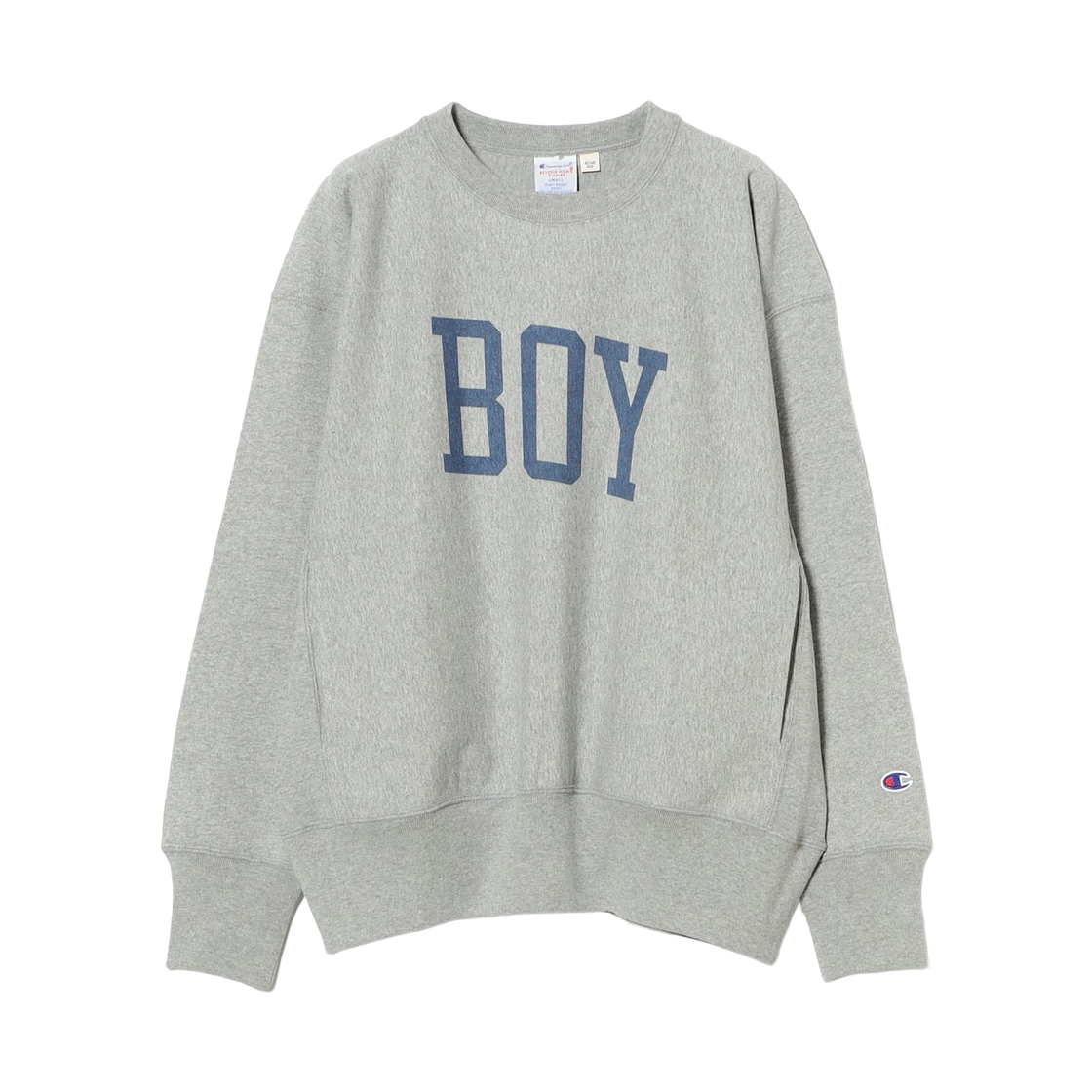 (W) 챔피온 x 빔즈 보이 리버스 위브 크루 그레이((W) Champion x Beams Boy Reverse Weave Crew Grey)
