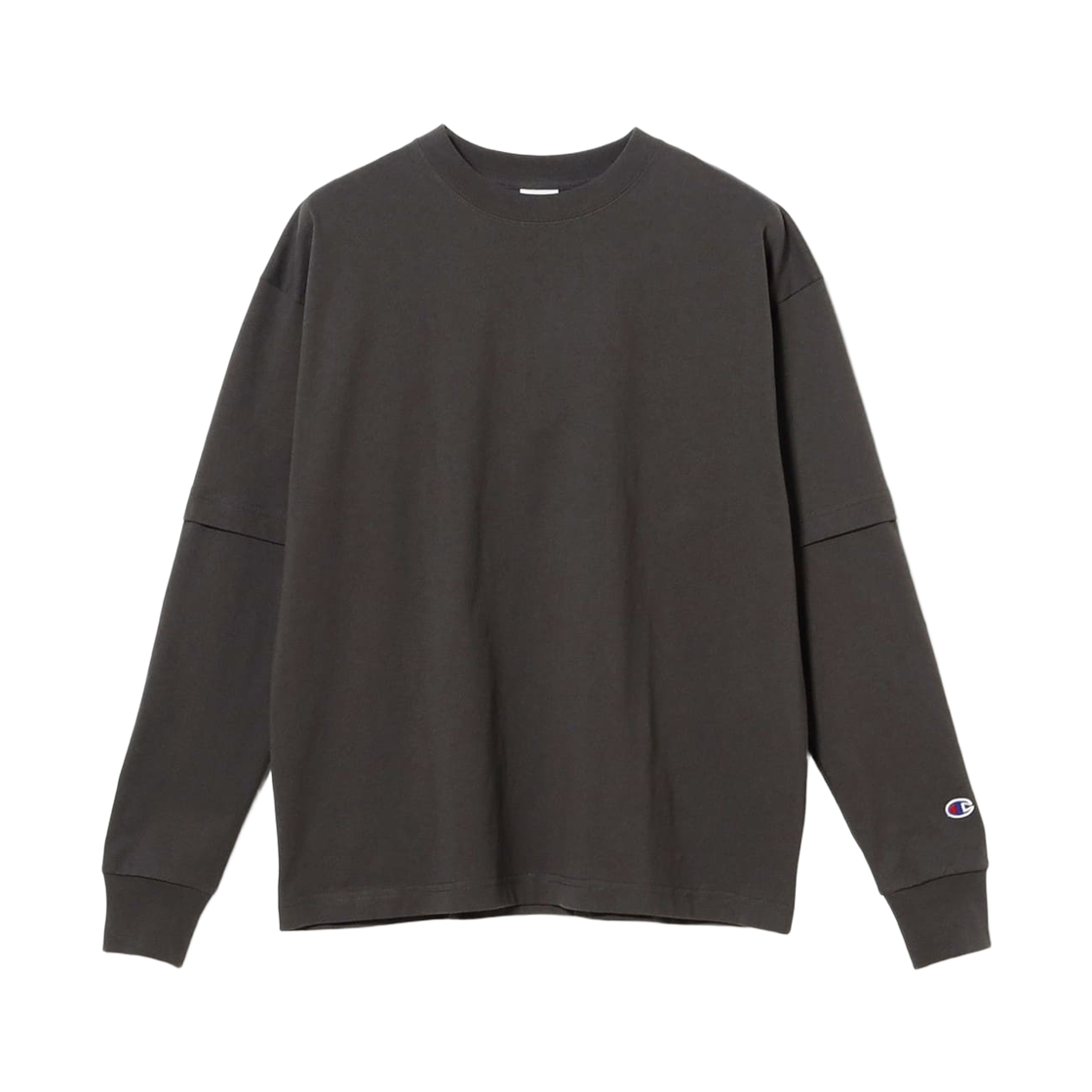 챔피온 x 빔즈 포우 레이어드 롱슬리브 티셔츠 블랙(Champion x Beams Faux Layered Long Sleeve T-Shirt Black)