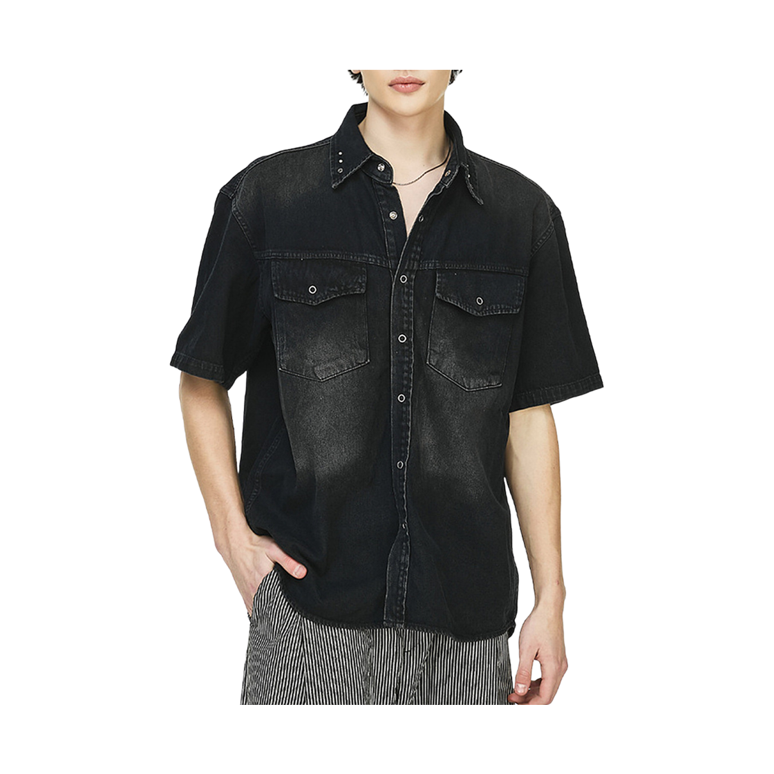 더그레이티스트 데님  하프셔츠 블랙(The Greatest Denim Half Shirt Black) - 2