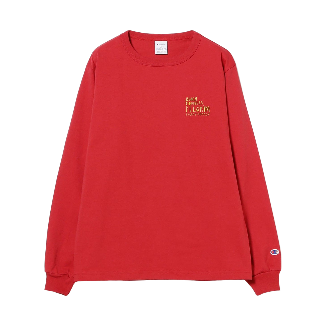 - (W) Pilgrim Surf+Supply x Champion x Mike Pare Embroidery Long Sleeve T-Shirt Red