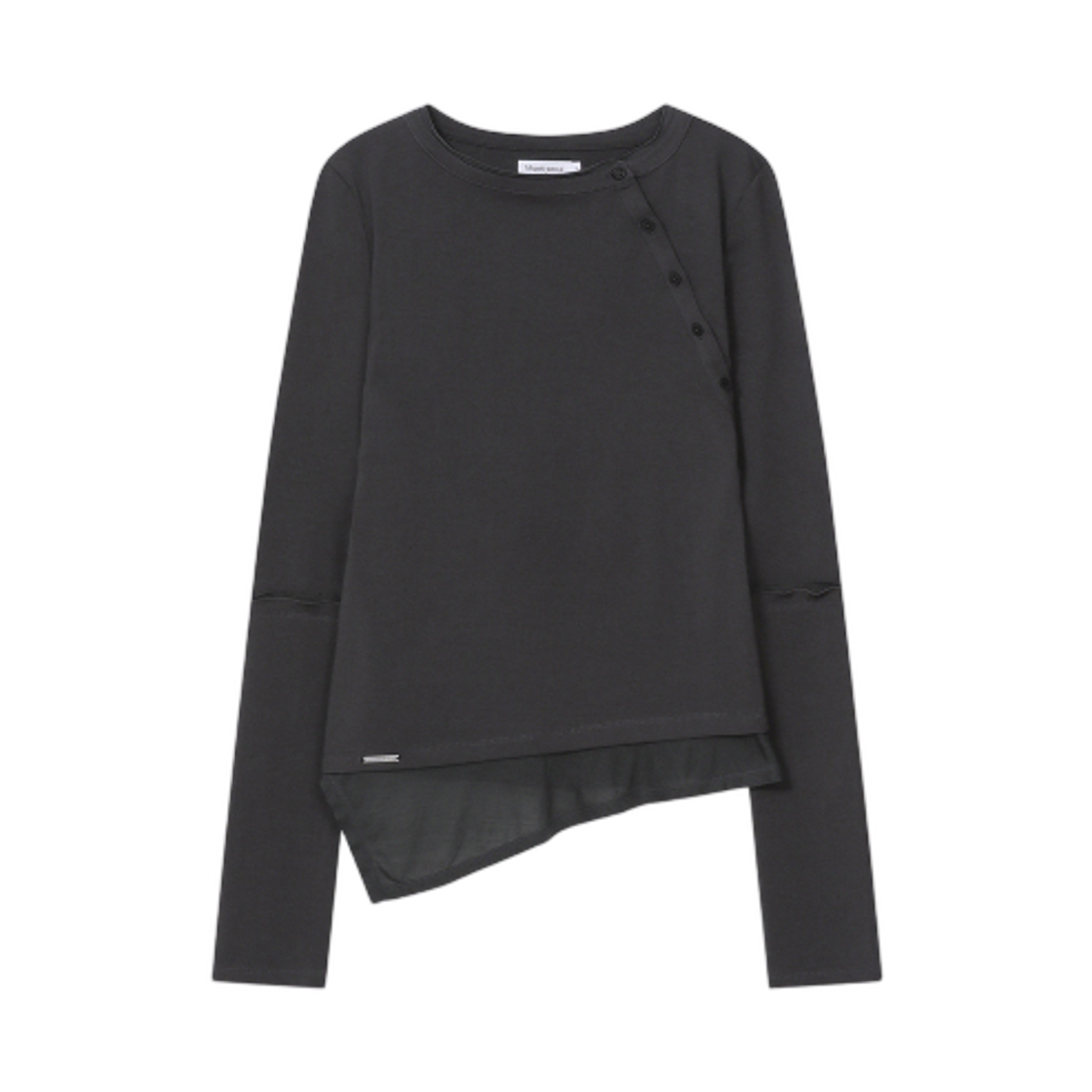 - (W) Miseki Seoul Slash Button Layered Long Sleeve Charcoal