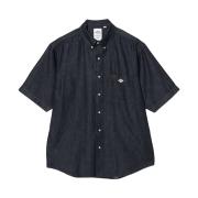 Danton Dot Button Down Dungaree Short Sleeve Shirt Indigo