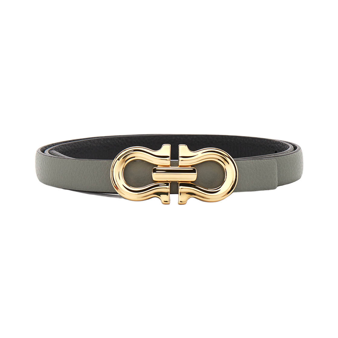 (W) 페라가모 리버시블 간치니 벨트 애쉬 그레이 블랙((W) Ferragamo Reversible Gancini Belt Ash Grey Black)
