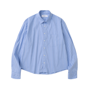 Knitted Stripe Crop Shirts Blue