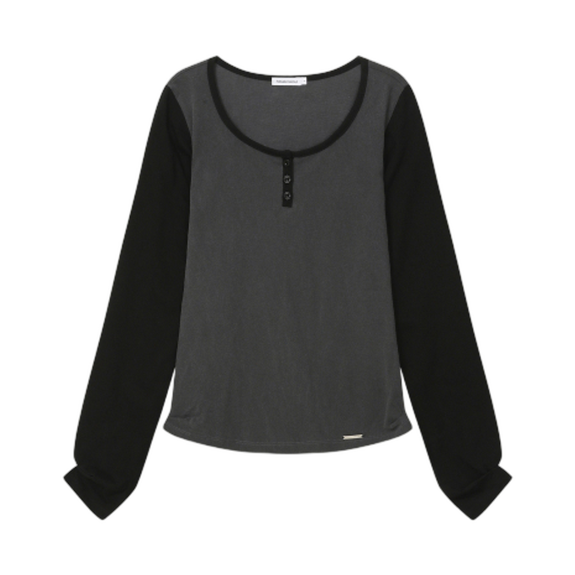 - (W) Miseki Seoul Henley Neck Long Sleeves Charcoal