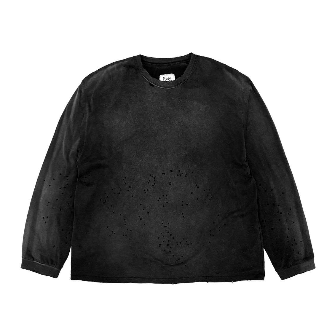 홈리스 디스트레스 빈티지 롱슬리브 워시드 블랙(Hommless Distressed VTG LS Washed Black)