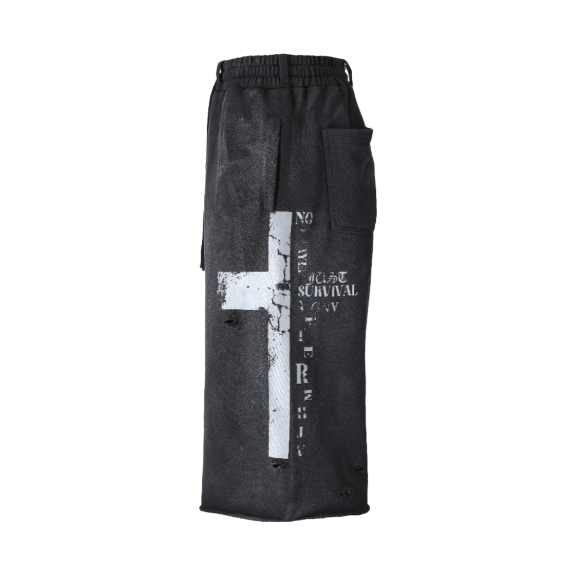 톤얼타이드 메시아 크로스 스웻 버뮤다 팬츠 블랙(tornortied Messiah Cross Sweat Bermuda Black) - 2
