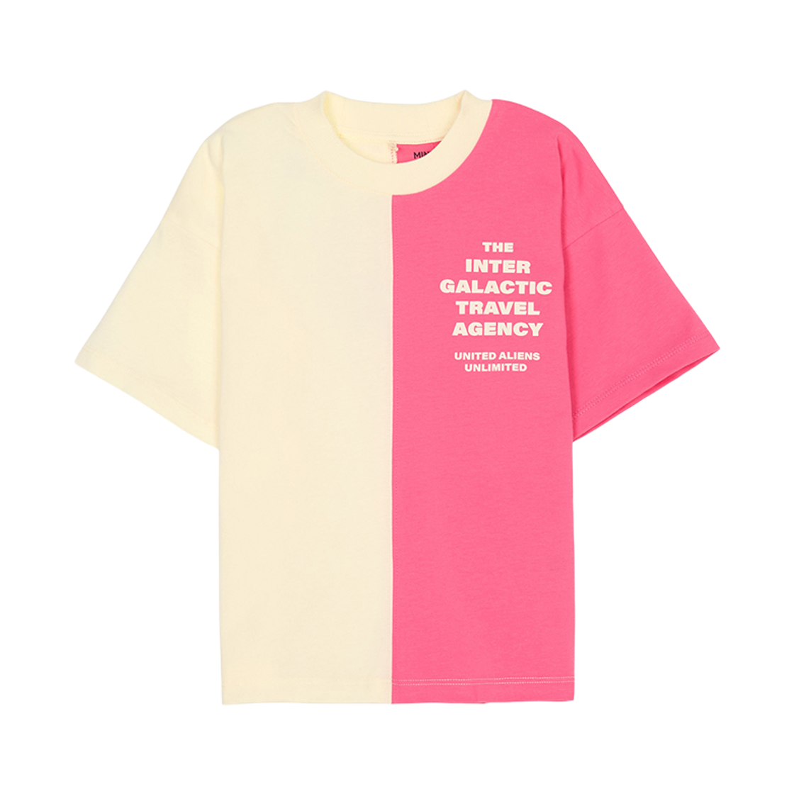 (키즈) 미니 로디니 트래블 에이전시 스플릿 컬러 티셔츠 멀티((Kids) Mini Rodini Travel Agency Split Color T-Shirt Multi)