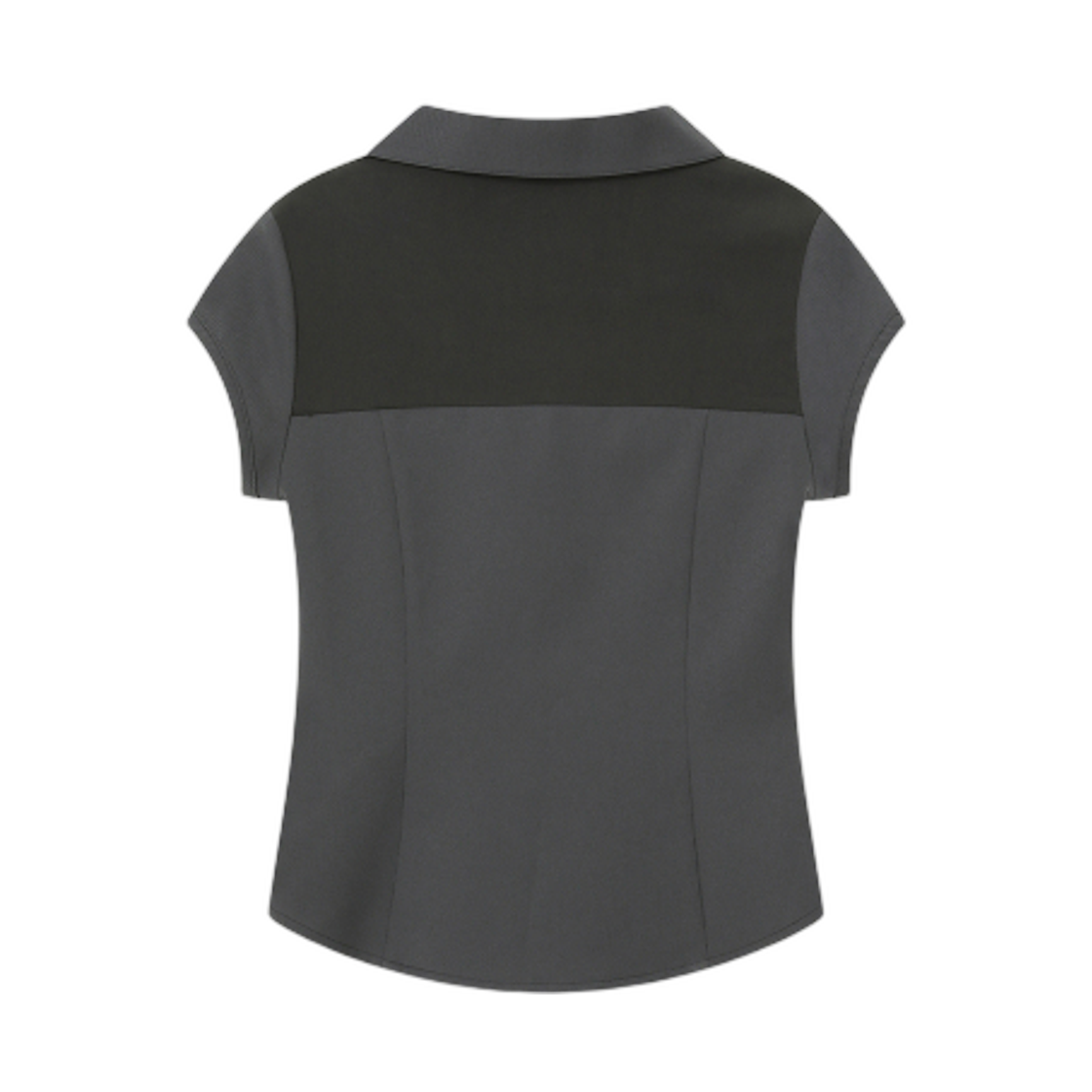 (W) 미세키서울 다이애그널 플래킷 레이어드 셔츠 차콜((W) Miseki Seoul Diagonal Placket Layered Shirt Charcoal) - 2