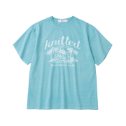 Knitted Pigment Palm Tree Graphic T-Shirt Aqua