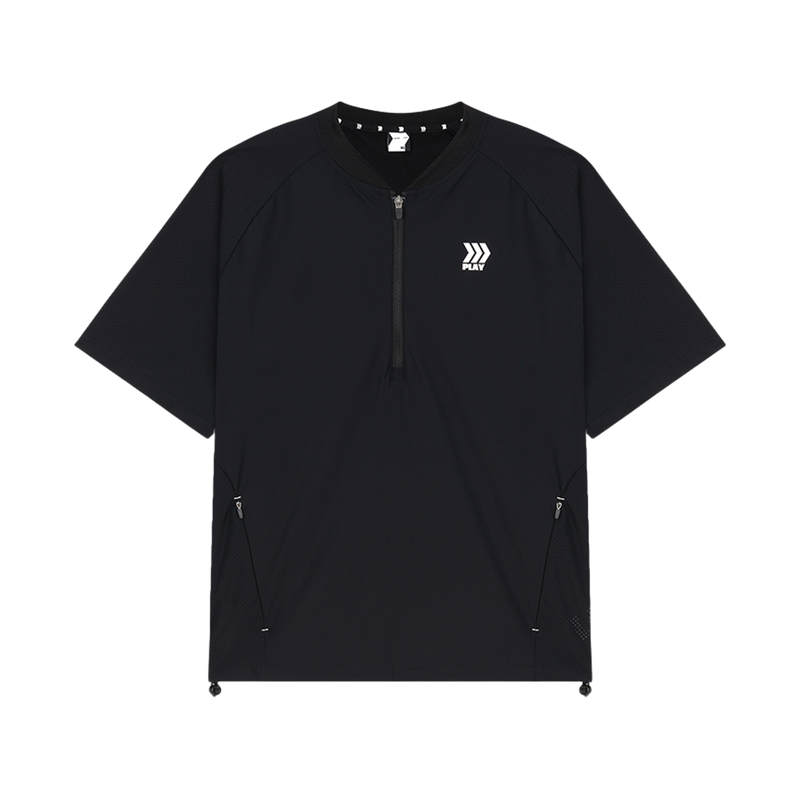 윌비플레이 반집업 반팔 바람막이 블랙