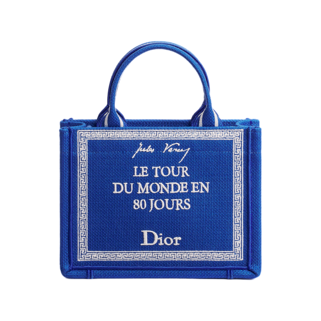 2BTCA649JAL-H052 Dior Mini Dior Book Tote With Strap Dior Book Tote Embroidery Blue White