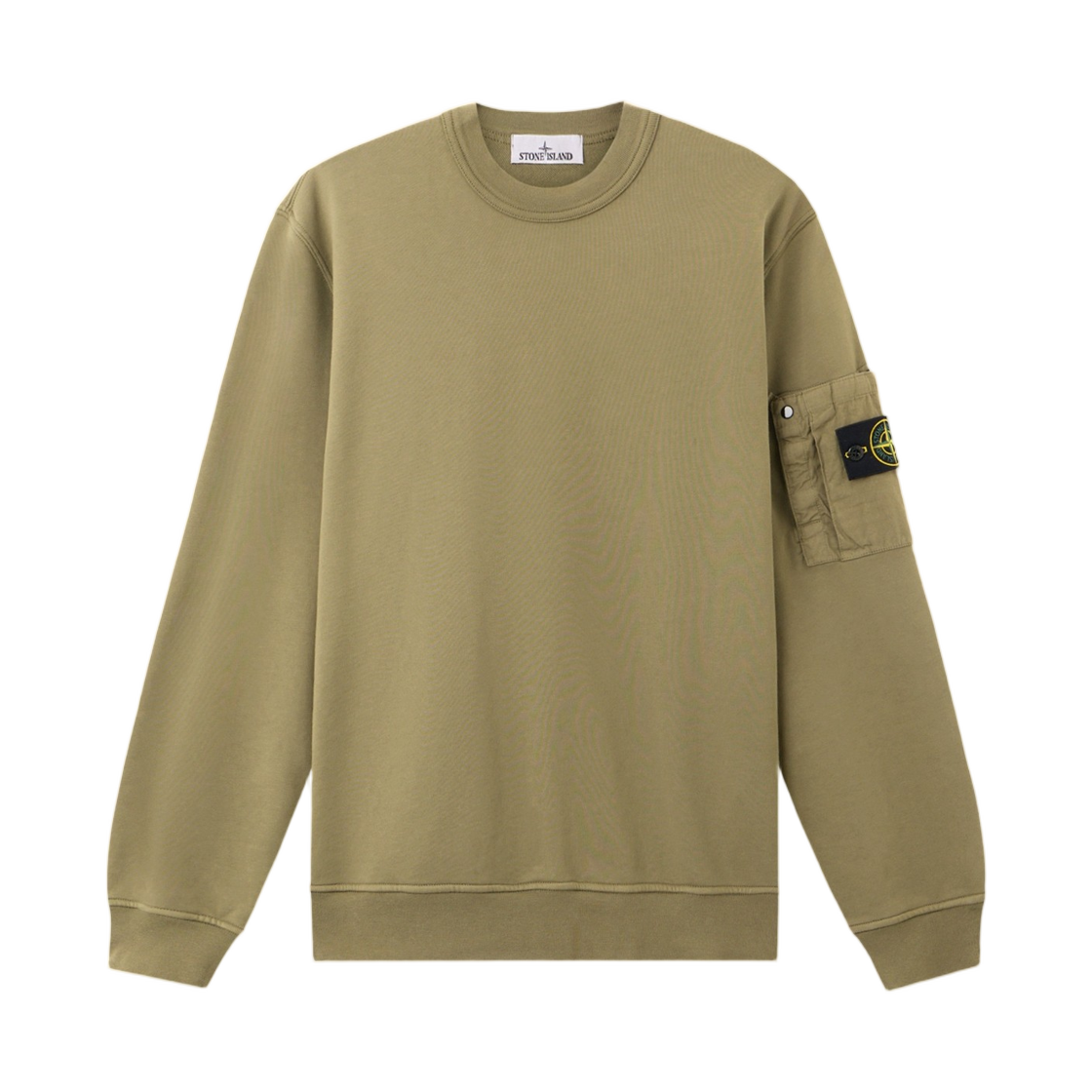 L1S1561000-19S0410-V005G Stone Island 6100019 Cotton Fleece Regular-Fit Crewneck Sweatshirt with Seasonal Pocket Military Green - 26SS