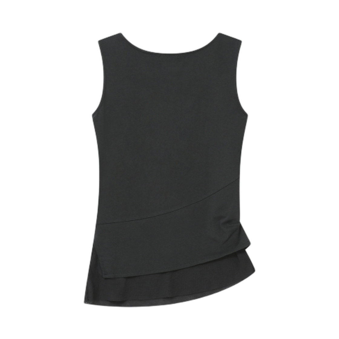 (W) 미세키서울 언밸런스드 시어 레이어드 슬리브리스 차콜((W) Miseki Seoul Unbalanced Sheer Layered Sleeveless Charcoal) - 2