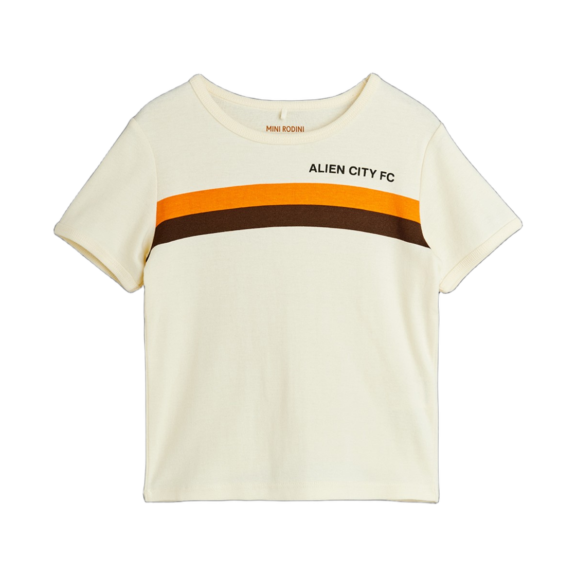 (키즈) 미니 로디니 에일리언 시티 FC 티셔츠 크림((Kids) Mini Rodini Alien City FC T-Shirt Cream)
