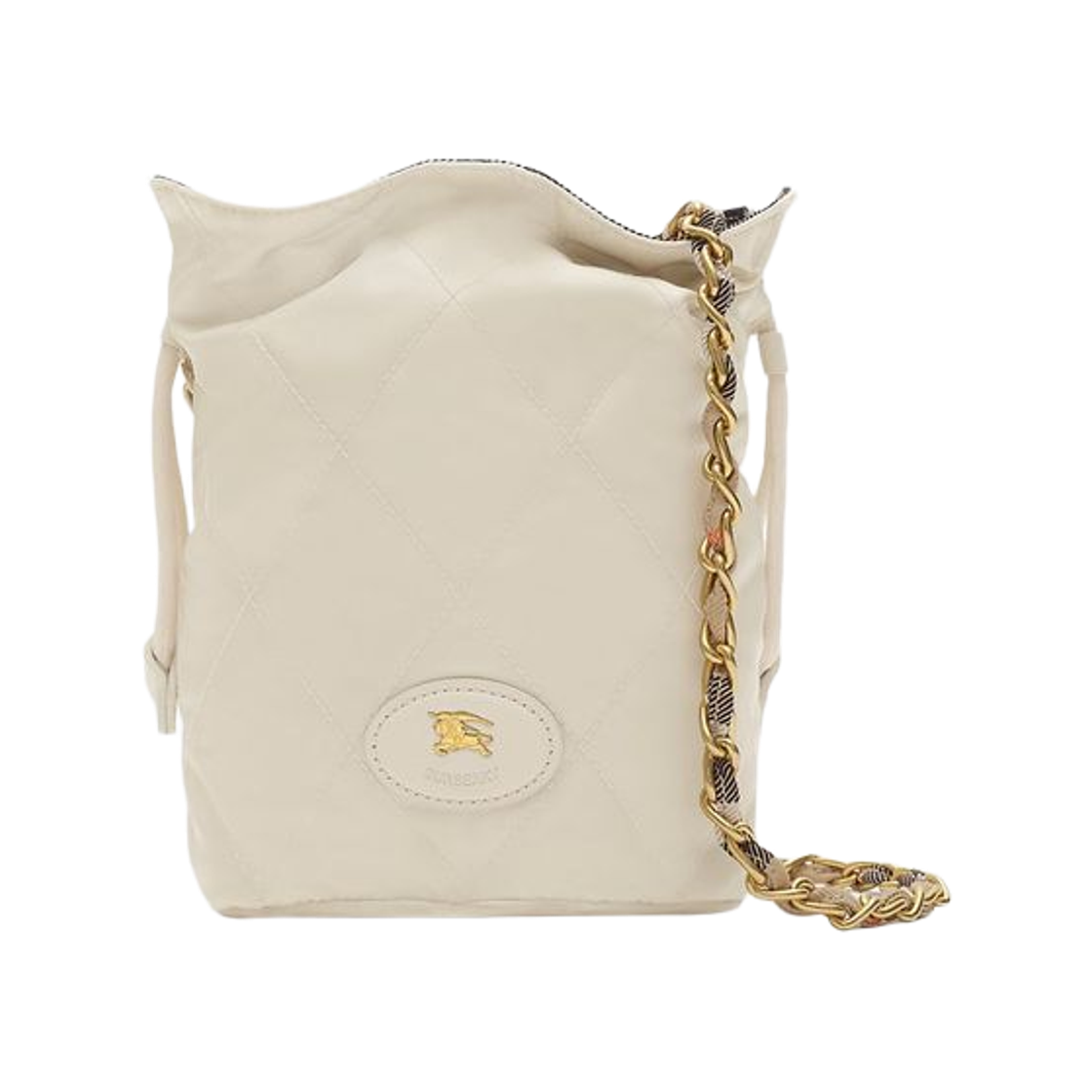 8123753 Burberry Quilted Chain Shoulder Bag Ivory