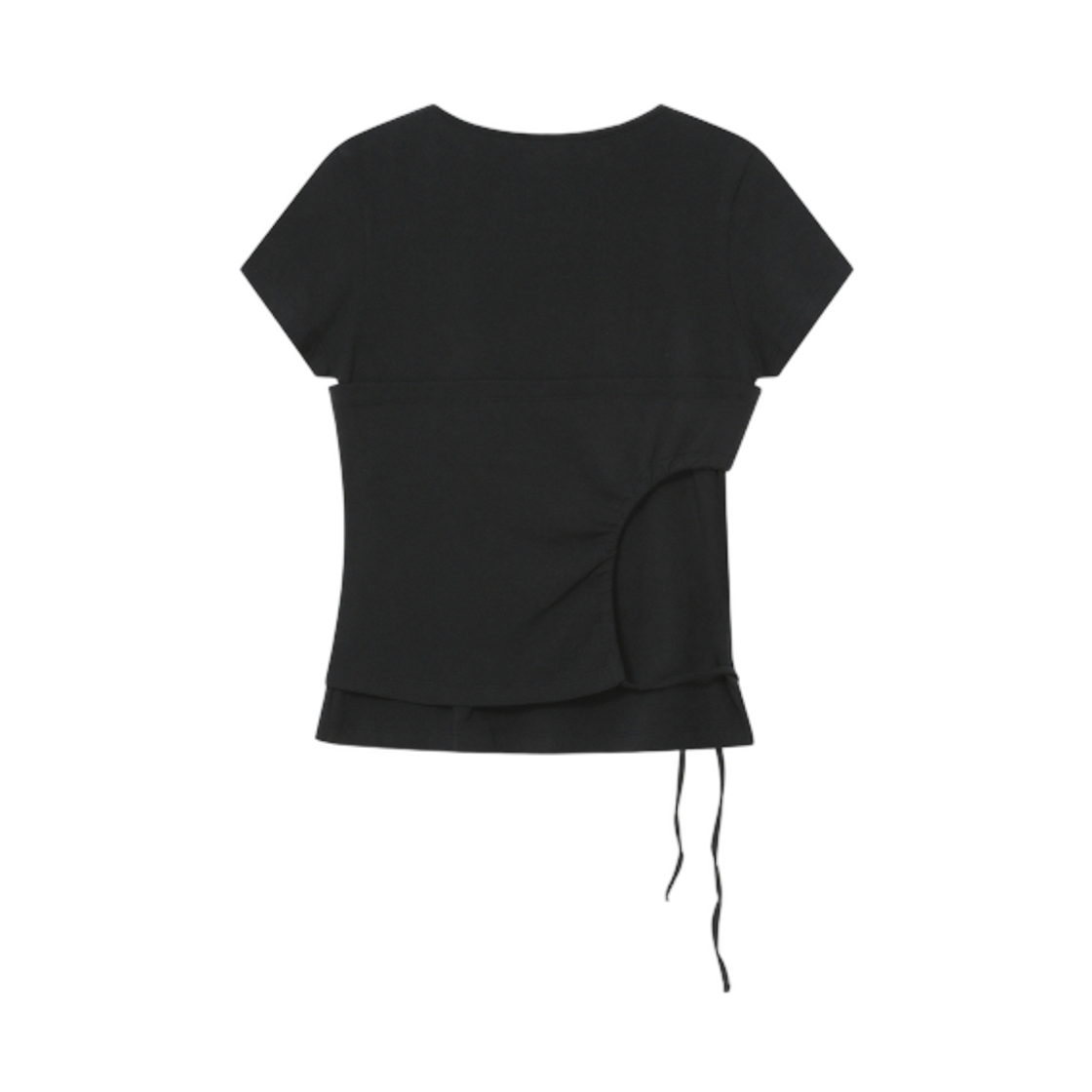 (W) 미세키서울 스트링 셔링 숏슬리브 블랙((W) Miseki Seoul String Shirring Short Sleeve Black) - 2