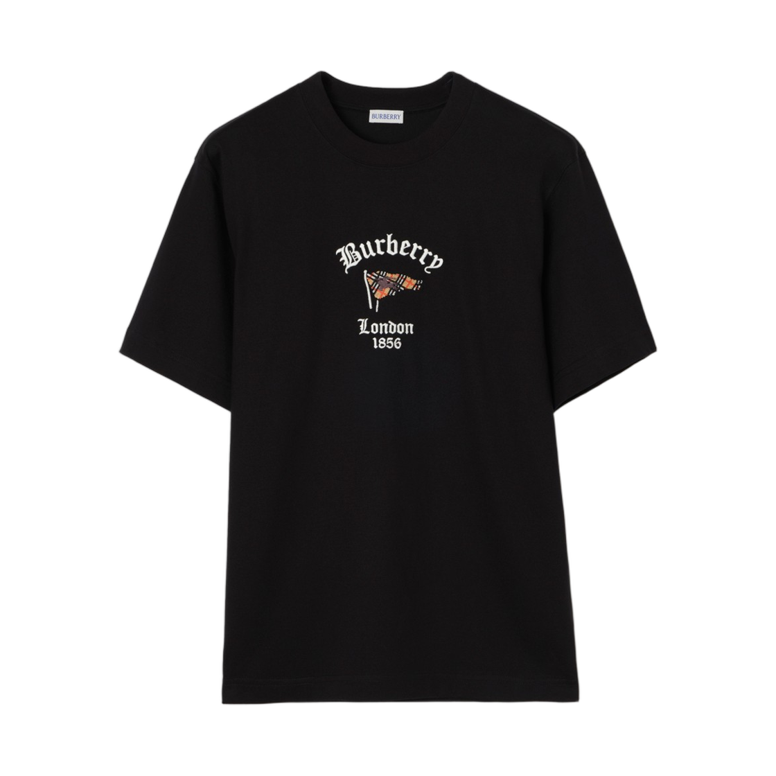 8128196 Burberry Check Flag Cotton T-Shirt Black