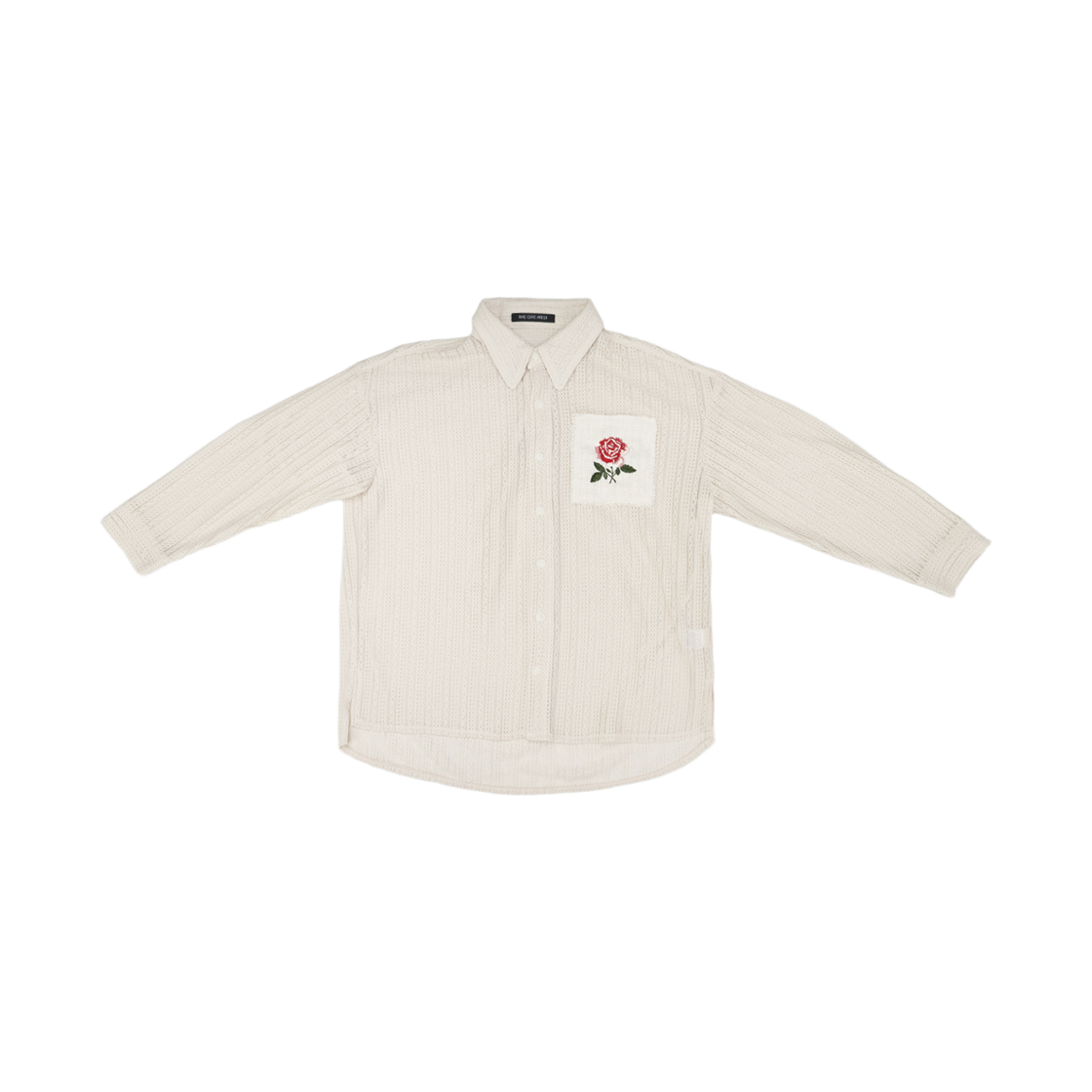 더그레이티스트 로즈 패치 크로셰셔츠 아이보리(The Greatest Rose Patch Crochet Shirt Ivory)