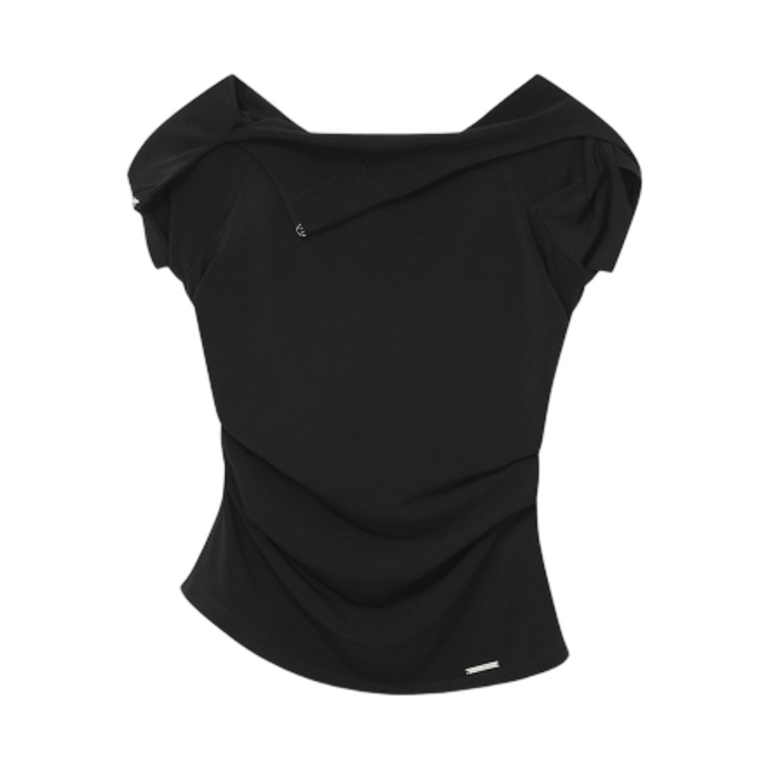 (W) 미세키서울 드레이프 모드 후드 탑 블랙((W) Miseki Seoul Draped Mod Hoodie Top Black) - 1