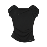 (W) Miseki Seoul Draped Mod Hoodie Top Black