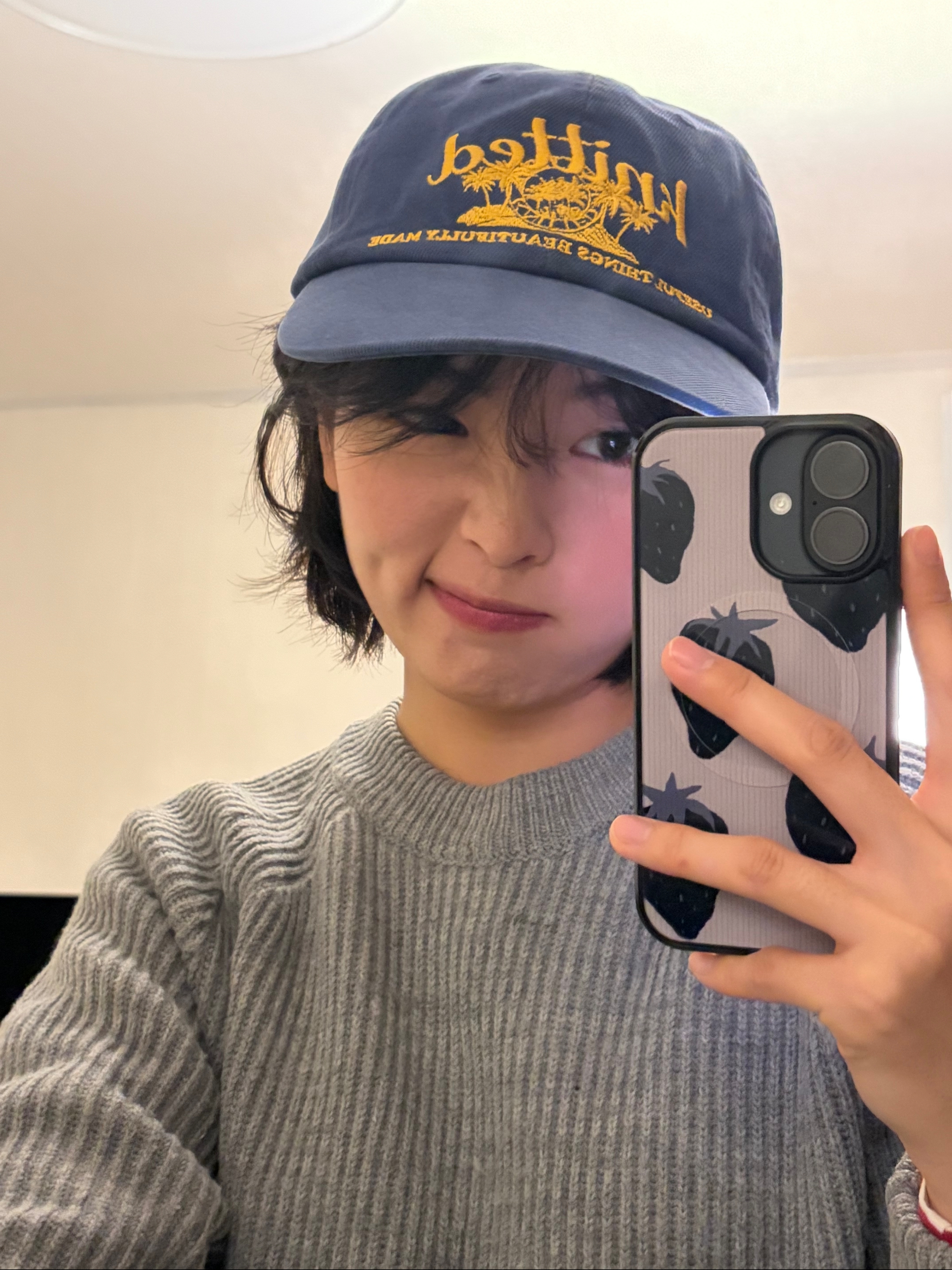 Knitted Palmtree Logo Ballcap Navy 착용 스타일