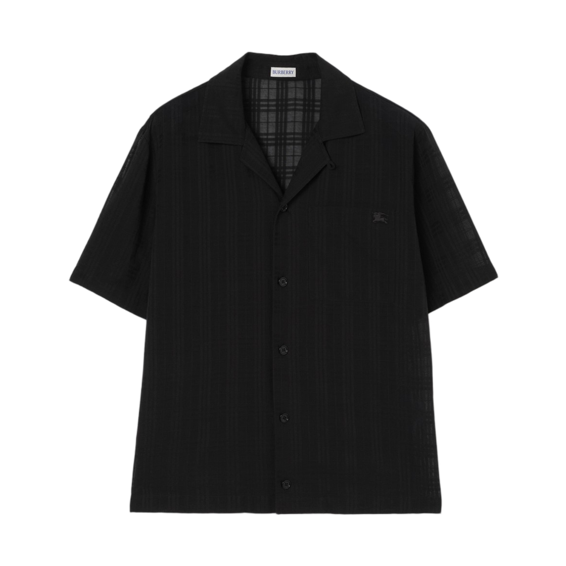 8120811 Burberry Relaxed Fit Check Cotton Voile Shirt Black