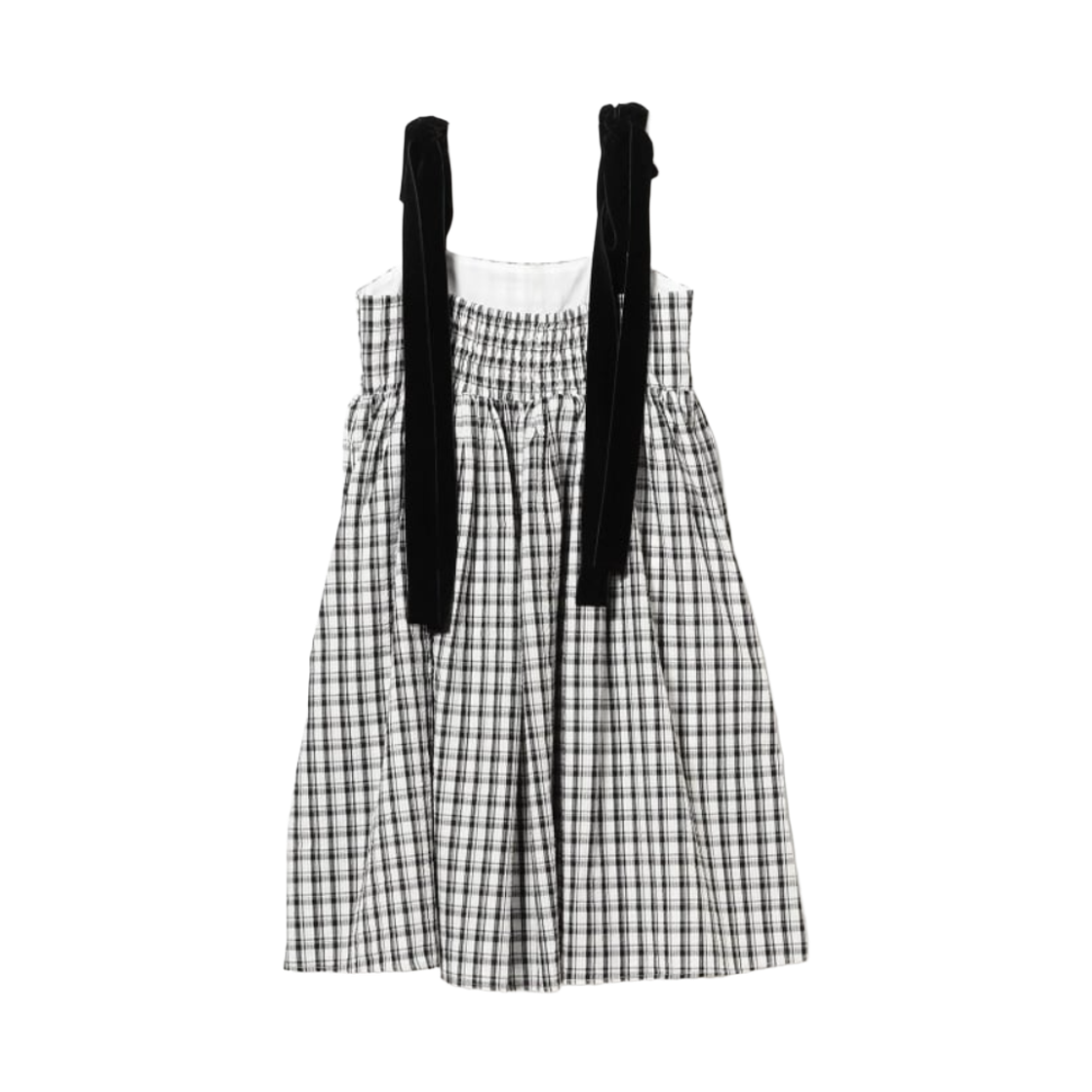 (W) 카롤리나 글레이서 벨벳 리본 체크 미디 캐미솔 드레스 블랙((W) Carolina Glaser Velvet Ribbon Check Midi Camisole Dress Black) - 2