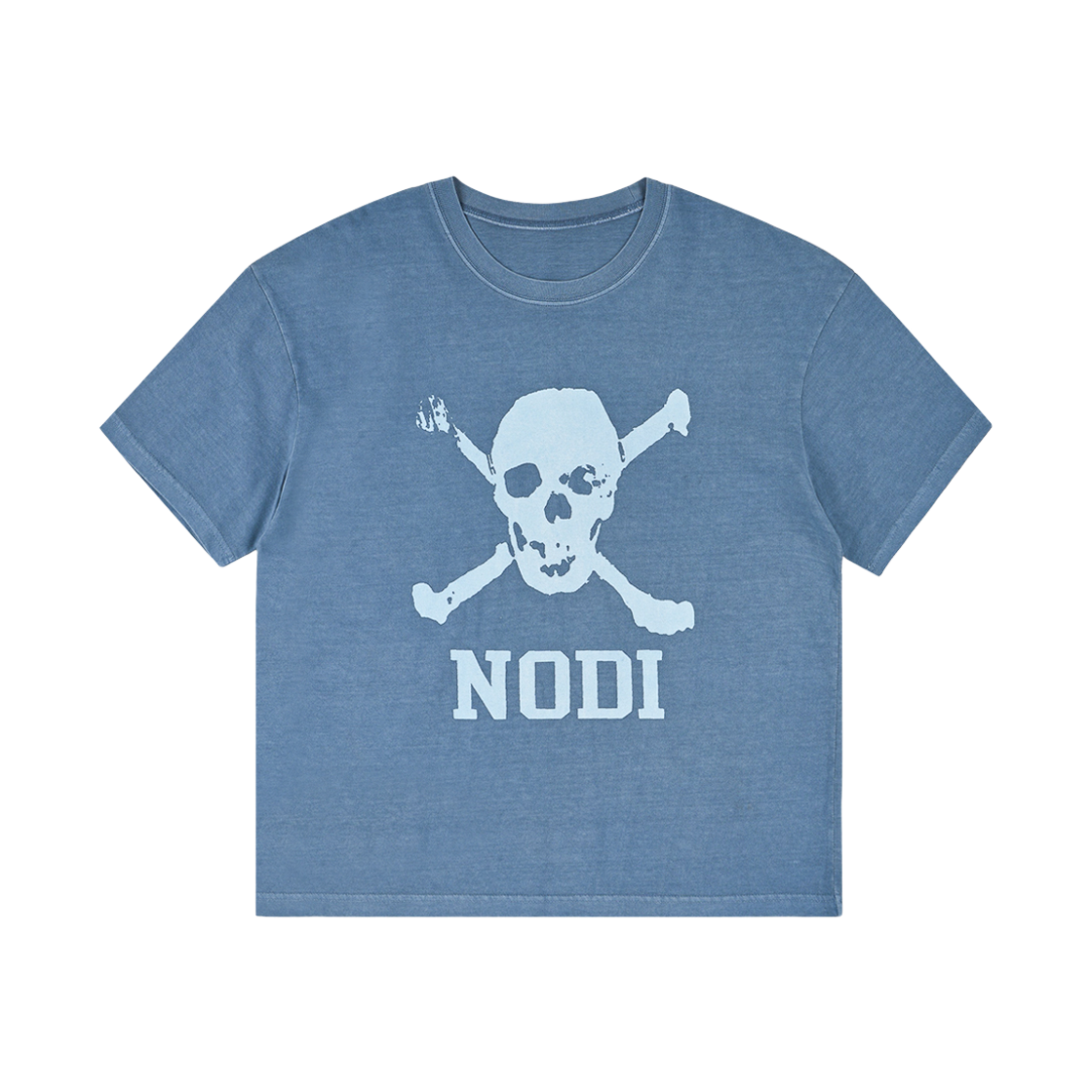 ND_CTO_022_LN(P) NODI Trouble Skull Dept Pigment Crop Tee Light Navy