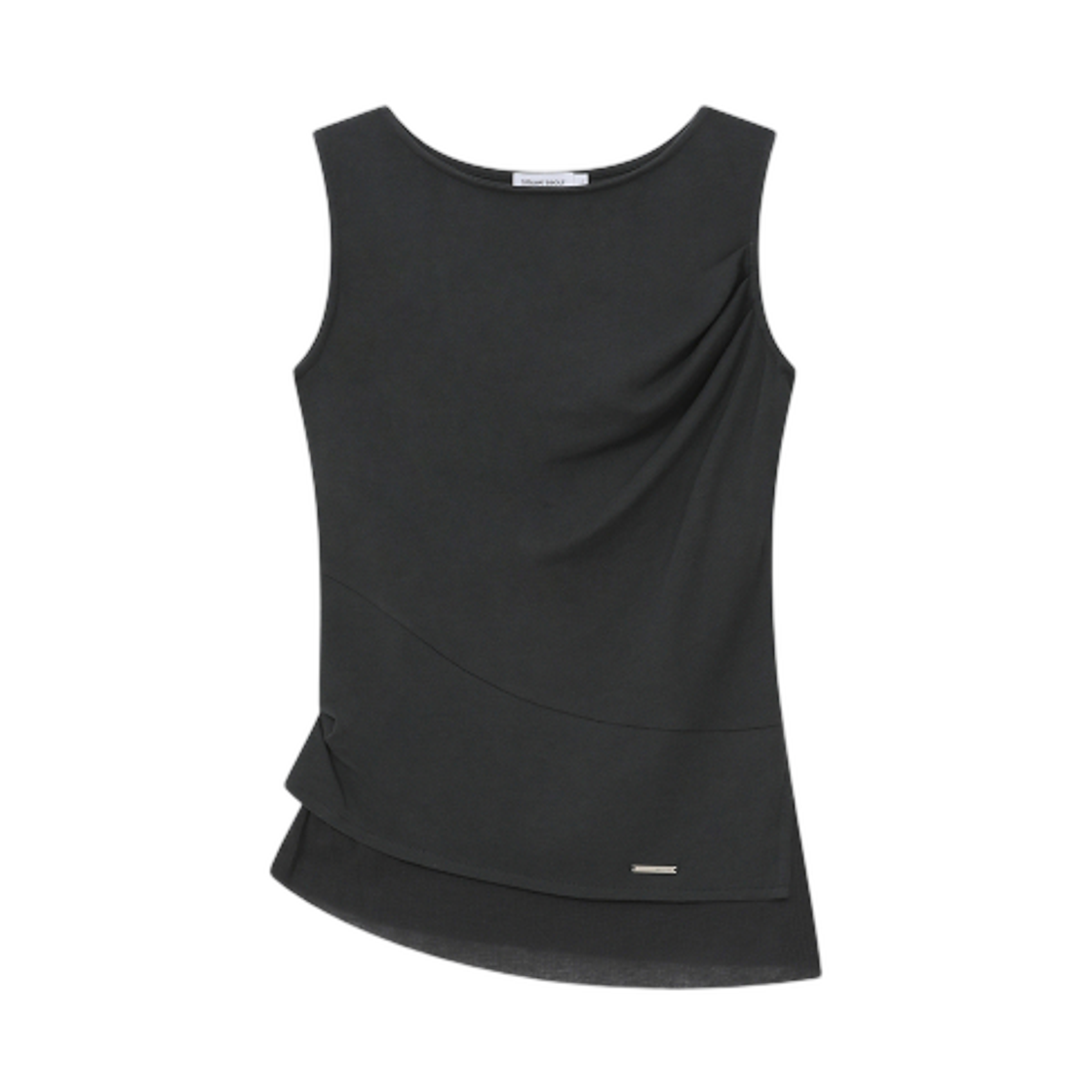 - (W) Miseki Seoul Unbalanced Sheer Layered Sleeveless Charcoal
