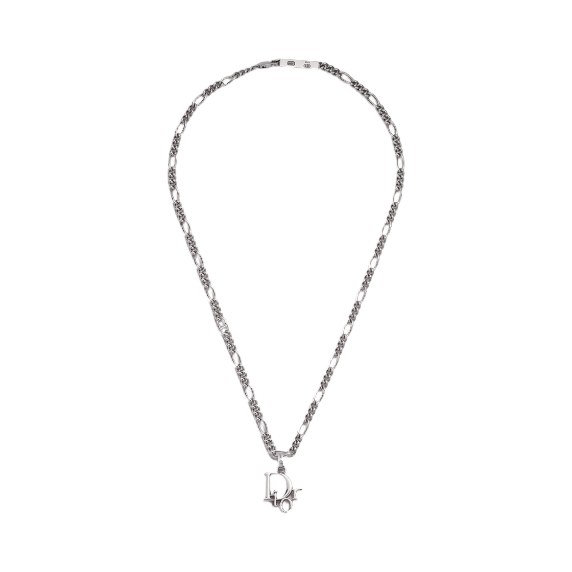 N3798HOMST-D990 Dior Charm Chain Link Necklace Silver