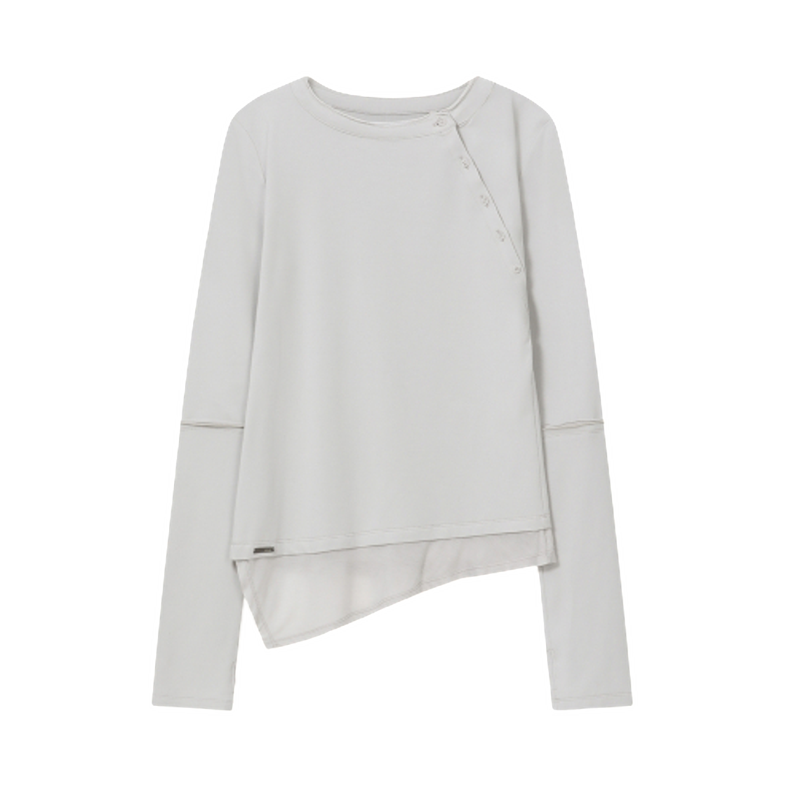- (W) Miseki Seoul Slash Button Layered Long Sleeve Light Grey