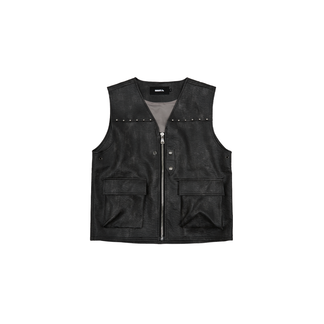 메아 폭스 레더 스터드 베스트 블랙(Mea Faux Leather Studded Vest Black)
