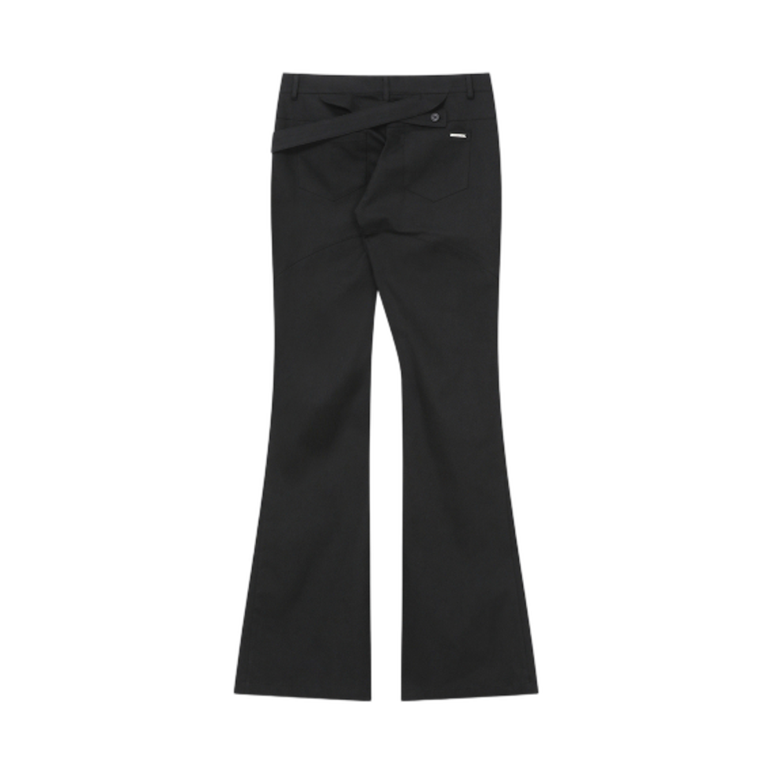 (W) 미세키서울 다이애그널 스트랩 부츠컷 팬츠 블랙((W) Miseki Seoul Diagonal Strap Bootcut Pants Black) - 2