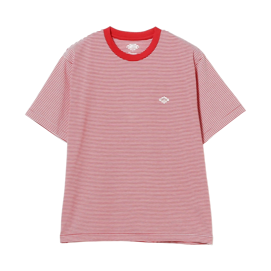 (W) 단톤 숏슬리브 스트라이프 이너 티셔츠 레드 화이트((W) Danton Short Sleeve Stripe Inner T-Shirt Red White)