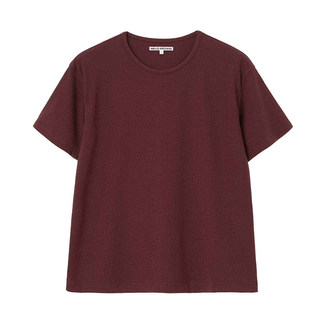 밀로 아카이브 텍스처 크롭 U넥 티셔츠 버건디(Millo Archive Texture Crop U Neck T-Shirt Burgundy)