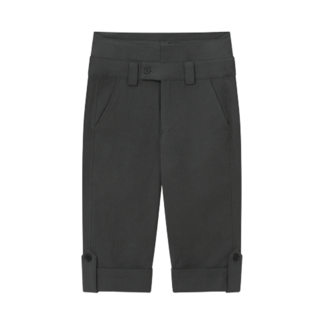 (W) 미세키서울 롤드 버튼 카프리 팬츠 차콜((W) Miseki Seoul Rolled Button Capri Pants Charcoal) - 1